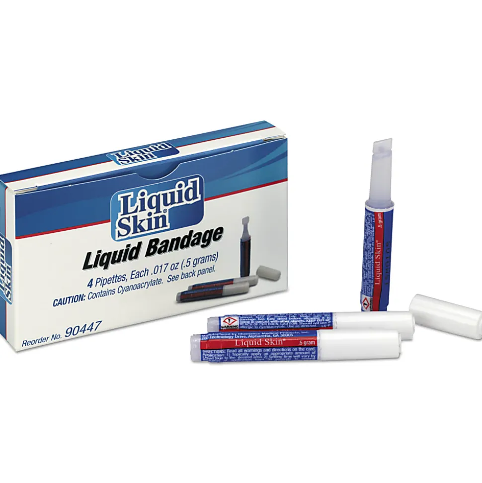First Aid Only Liquid Skin Bandages Refill, 0.02 Oz, Box Of 4 Pipettes