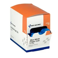 First Aid Only Nitrile Finger Cots, 1" x 3", Blue, Box Of 144 Cots