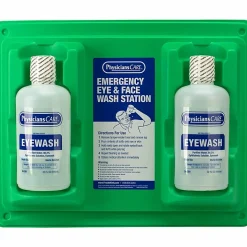 First Aid Only Twin-Bottle Eyewash Stations, 32 Oz, Green, Carton Of 12 Stations