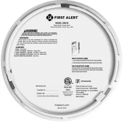 First Alert SM210 Sealed 10-Year-Battery Smoke Alarm With Slim Profile Design, 5-3/16”L x 8-1/2”W x 8-1/2”D, White