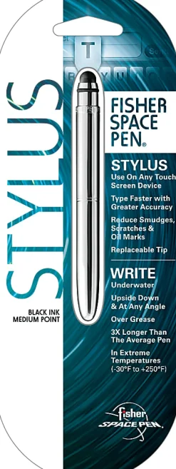 Fisher Bullet Touch Stylus And Space Pen Combo, Bold Point, 1.0 mm, Chrome Barrel, Black Ink