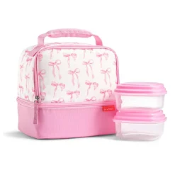 Fit & Fresh Dual Compartment Lunch Bag, 9-1/2”H x 8-1/2”W x 6-1/2”D, Pink Satin Bows