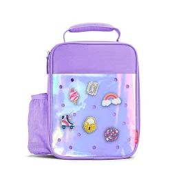 Fit & Fresh Holographic Baylee Charm Lunch Bag, 10”H x 7-1/2”W x 4”D, Mauve