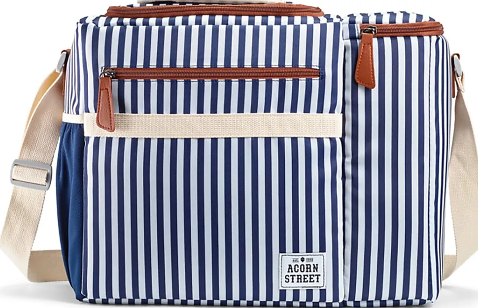 Fit & Fresh Lunch Bag, 12-1/4”H x 8”W x 15-1/4”D, Blue/White Stripe