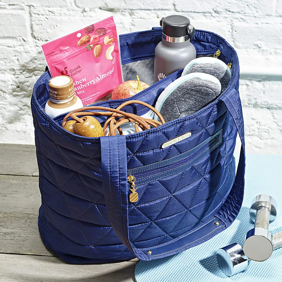 Fit & Fresh Metro 2-In-1 Quilted Lunch Tote, 14”H x 6”W x 18”D, Navy Blue