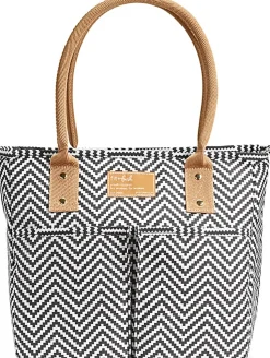 Fit & Fresh Summerton Lunch Bag Basket, 10”H x 6-1/4”W x 10”D, Black/White/Brown