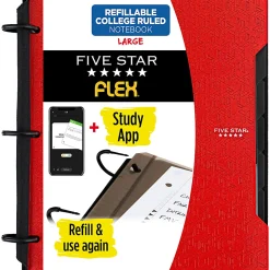 Five Star Flex® Refillable Notebook Plus Study App, 60 Sheets, College Ruled, Color Chosen For You