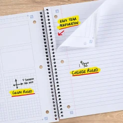 Five Star® Math Notebook with Tools Plus Study App, 1 Subject, Wide Ruled, 8