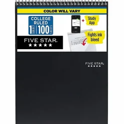 Five StarĀ® Notebook, 10" x 11 1/32", 1 Subject, College Ruled, 100 Sheets, Assorted Colors (No Color Choice)