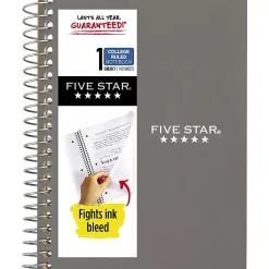 Five StarĀ® Personal Spiral Notebook, College Ruled, 4 3/8" x 7", Gray