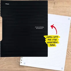 Five Star® Reusable Notebook Plus Study App, College Ruled, 8 1/2" x 11", Black