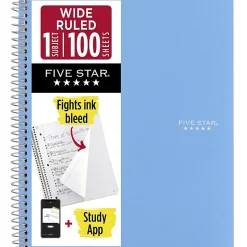 Five Star® Spiral Notebook Plus Study App, 1 Subject, Wide Ruled, 8
