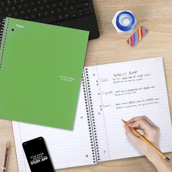 Five Star® Spiral Notebook Plus Study App, 1 Subject, Wide Ruled, 8