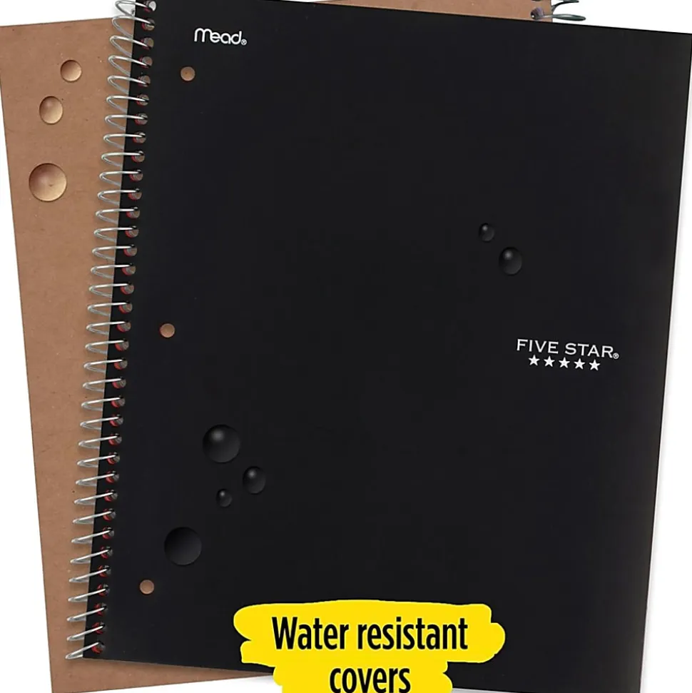 Five Star® Wire-Bound Notebook, 8-1/2" x 11", 5 Subject, College Ruled, 200 Sheets, Black