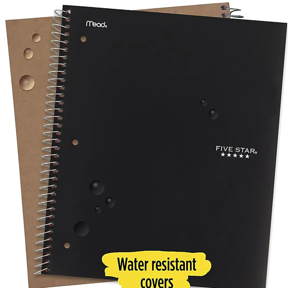 Five Star® Wire-Bound Notebook, 8-1/2" x 11", 5 Subject, College Ruled, 200 Sheets, Black