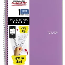 Five Star® Wire-Bound Notebook, 8-1/2" x 11", 1 Subject, College Ruled, 100 Sheets, Amethyst Purple