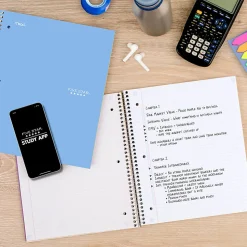 Five StarĀ® Wirebound Notebook Plus Study App, 1 Subject, College Ruled, 8 1/2" x 11", Sky Blue