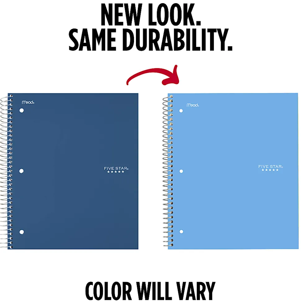 Five Star® Wirebound Notebook Plus Study App, 1 Subject, College Ruled, 8 1/2" x 11", Sky Blue