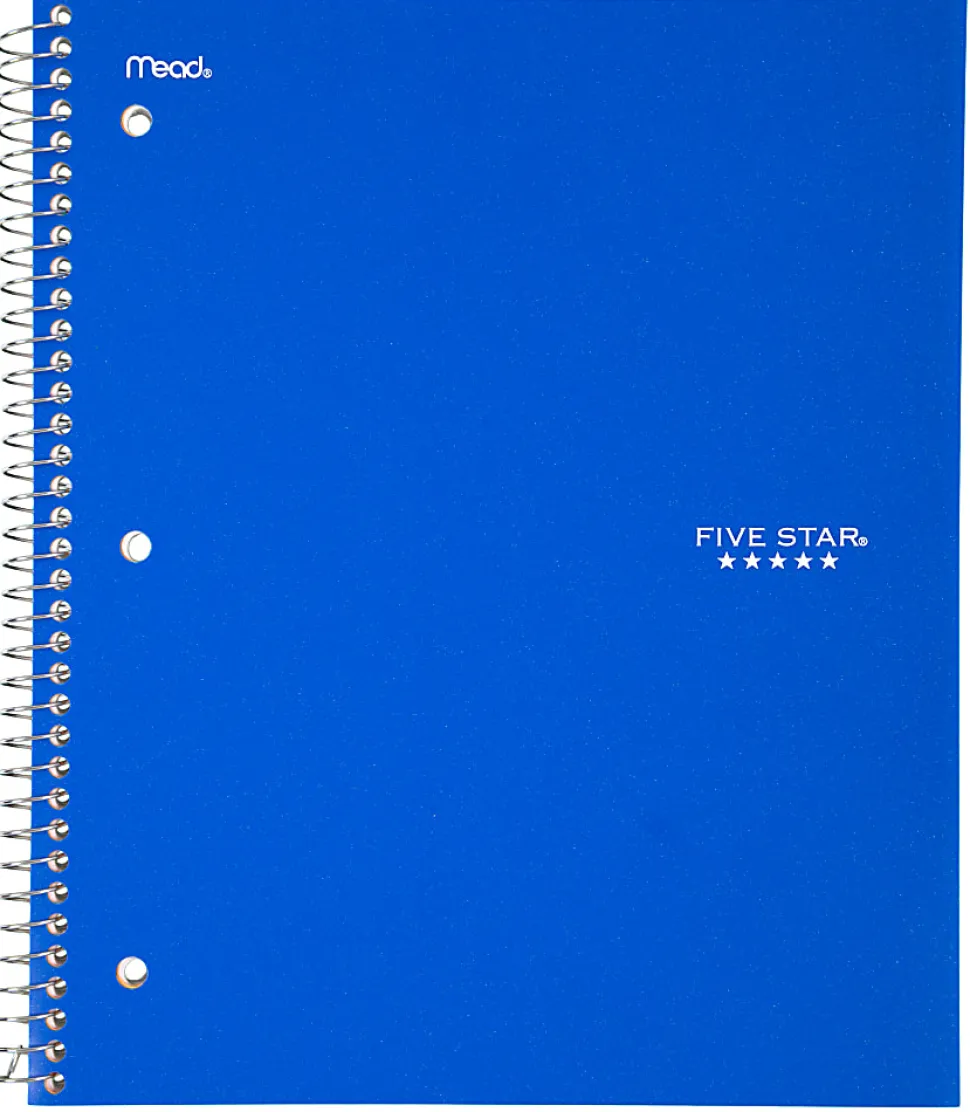 Five Star Wirebound Notebook Plus Study App, 1 Subject, College Ruled, 8 1/2" x 11", 100 Sheets, Assorted Colors