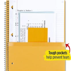 Five Star® Wirebound Notebook Plus Study App, 8-1/2" x 11", 5 Subject, College Ruled, 200 Sheets, Red