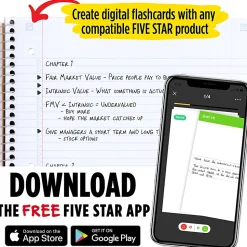 Five Star® Wirebound Notebook Plus Study App, 8-1/2
