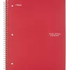 Five Star® Wirebound Notebook, 8" x 10-1/2", 1 Subject, Wide Ruled, 100 Sheets, Fire Red