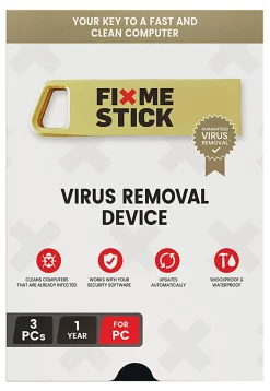 FixMeStick® Virus Removal, For 3 Devices, 1-Year Subscription, USB Flash Drive