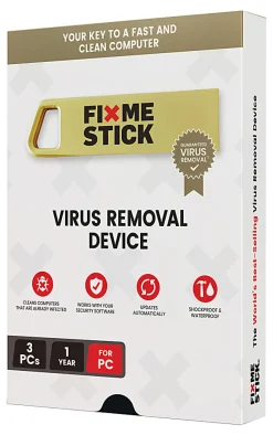 FixMeStick® Virus Removal, For 3 Devices, 1-Year Subscription, USB Flash Drive