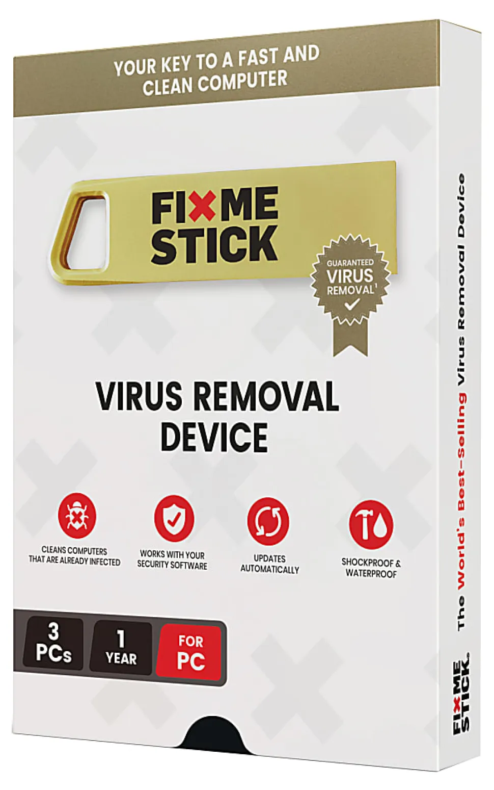 FixMeStick® Virus Removal, For 3 Devices, 1-Year Subscription, USB Flash Drive