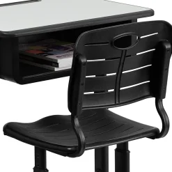 Flash Furniture Adjustable Pedestal Frame Student Desk And Chair, Gray