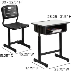 Flash Furniture Adjustable Pedestal Frame Student Desk And Chair, Gray