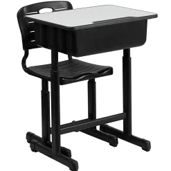 Flash Furniture Adjustable Pedestal Frame Student Desk And Chair, Gray