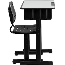Flash Furniture Adjustable Pedestal Frame Student Desk And Chair, Gray
