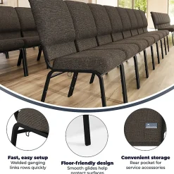 Flash Furniture Advantage Church Chair, Fossil/Black, PCHT113