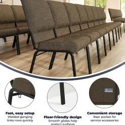 Flash Furniture Advantage Church Chair, Jute/Black