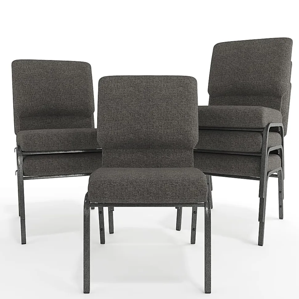 Flash Furniture Advantage Church Chair, Charcoal Gray/Silver Vein, PCHT111
