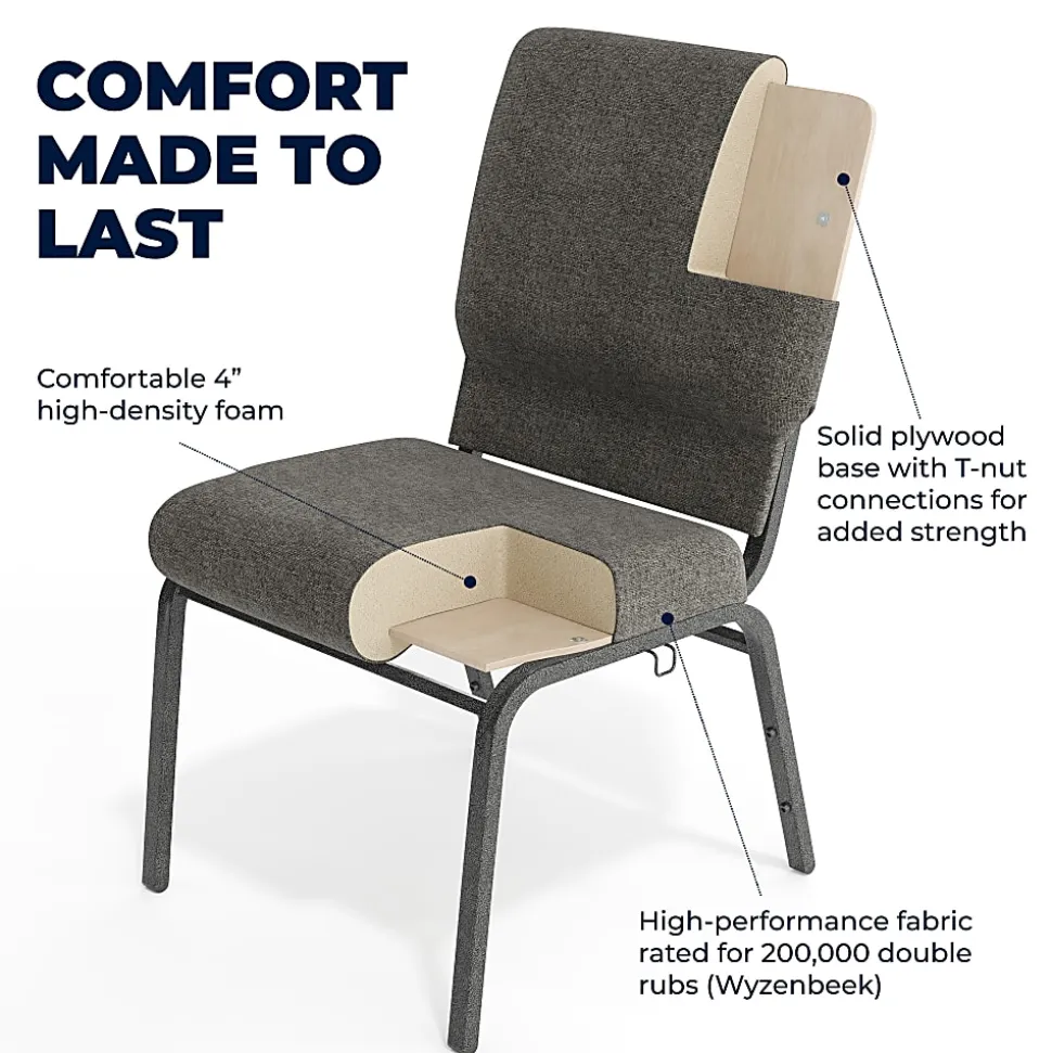 Flash Furniture Advantage Church Chair, Charcoal Gray/Silver Vein, PCHT111