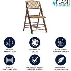 Flash Furniture American Champion Bamboo Folding Chair, Wood Grain