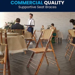 Flash Furniture American Champion Bamboo Folding Chair, Wood Grain