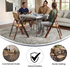 Flash Furniture American Champion Bamboo Folding Chair, Wood Grain