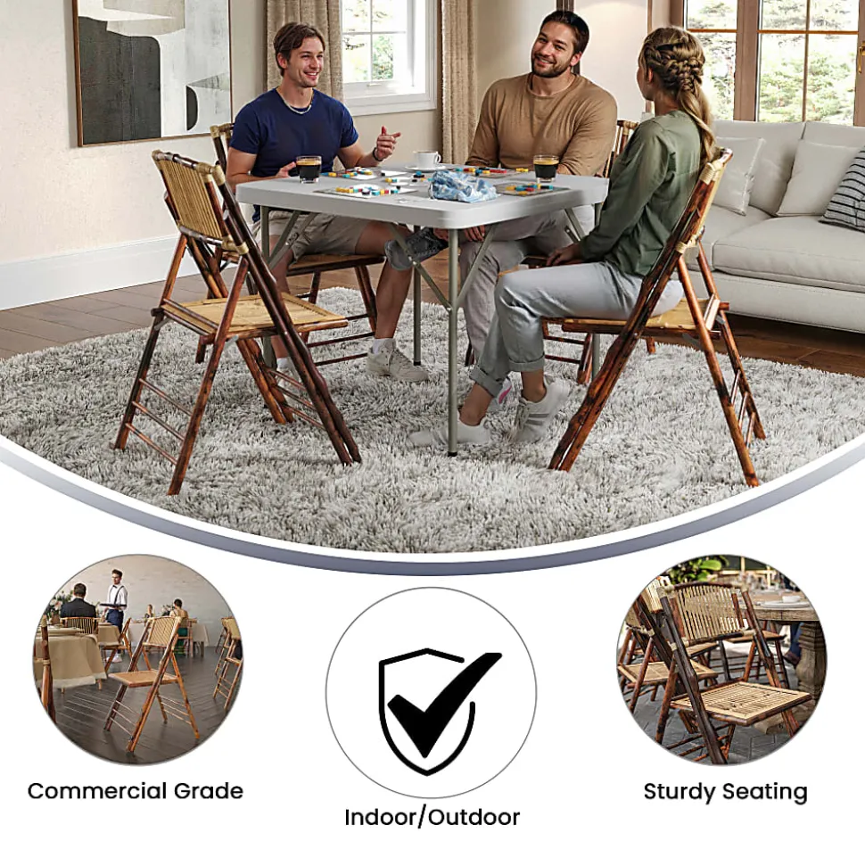 Flash Furniture American Champion Bamboo Folding Chair, Wood Grain