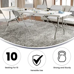 Flash Furniture Bi-Fold Plastic Banquet And Event Folding Table, 29"H x 30"W x 96"D, Granite White
