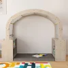 Flash Furniture Bright Beginnings Commercial-Grade Quiet Corner Reading Nook With 2 Storage Shelf Units And Canopy, Beech