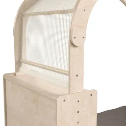 Flash Furniture Bright Beginnings Commercial-Grade Quiet Corner Reading Nook With 2 Storage Shelf Units And Canopy, Beech