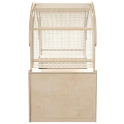 Flash Furniture Bright Beginnings Commercial-Grade Quiet Corner Reading Nook With 2 Storage Shelf Units And Canopy, Beech