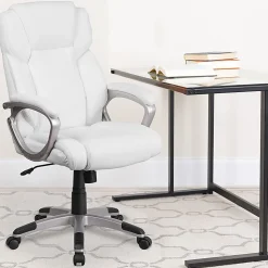 Flash Furniture Carolyn LeatherSoft™ Faux Leather Mid-Back Executive Office Chair, White