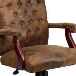 Flash Furniture Classic Microfiber High-Back Chair, Bomber Brown