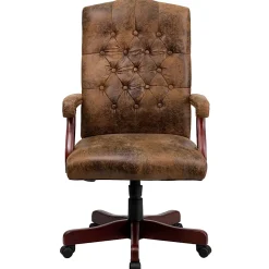 Flash Furniture Classic Microfiber High-Back Chair, Bomber Brown