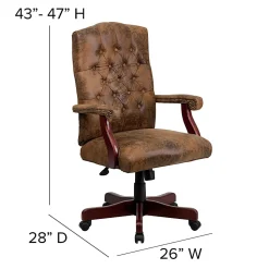 Flash Furniture Classic Microfiber High-Back Chair, Bomber Brown