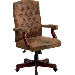 Flash Furniture Classic Microfiber High-Back Chair, Bomber Brown